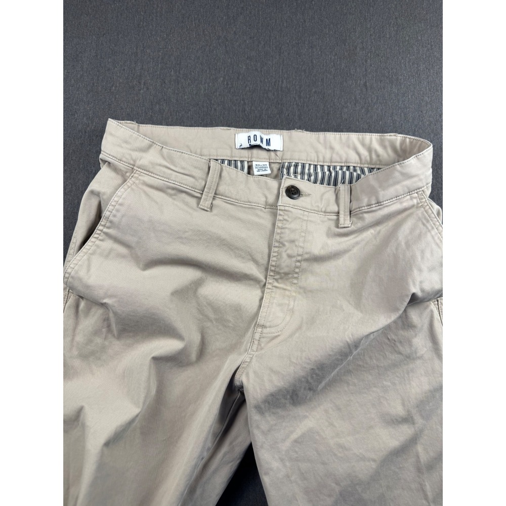 ROWM‎ Mens Chino Pants 32x30 Tan Khaki Straight Leg Cotton Stretch Trousers